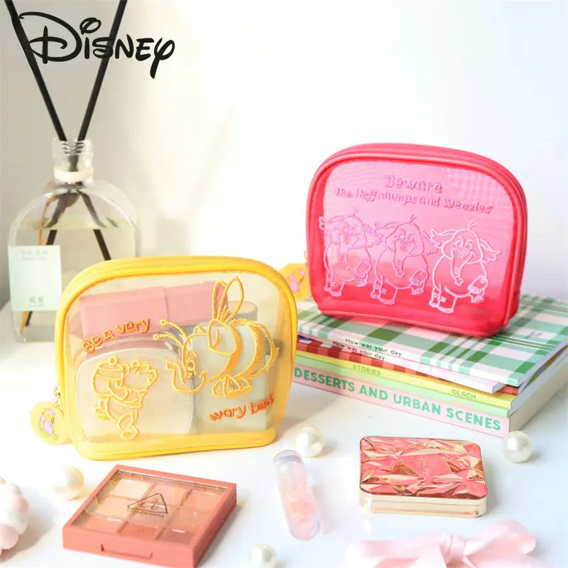 Disney winnie bear nova bolsa de maquiagem moda grande capacidade de armazenamento de cosméticos design personalizado bolsa transparente bordado