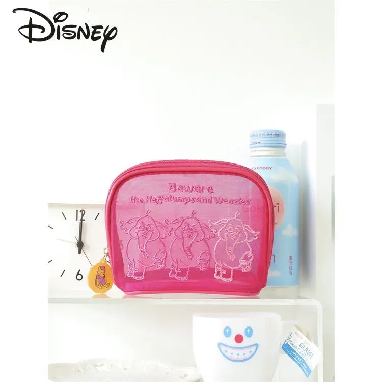 Disney winnie bear nova bolsa de maquiagem moda grande capacidade de armazenamento de cosméticos design personalizado bolsa transparente bordado